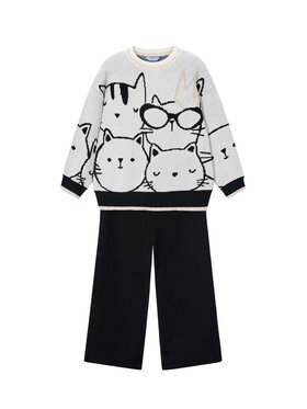 Mayoral Mayoral Set pulover și pantaloni din material textil 4583 Bej Regular Fit