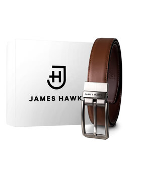 James Hawk James Hawk Pasek Męski Męski skórzany pasek dwustronny Brązowy