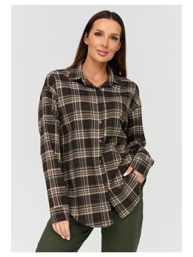 Makadamia Makadamia Koszula C82 Brązowy Loose Fit