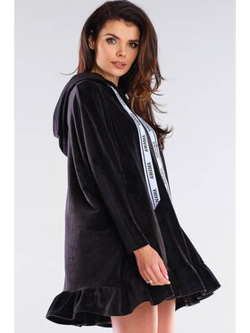 Awama Awama Sukienka dzianinowa A419 Czarny Basic Fit