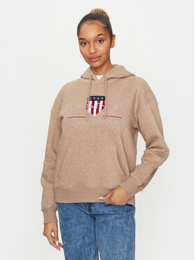 Gant Gant Džemperis ar kapuci Rel Archive Shield Hoodie 4204567 Brūns Relaxed Fit