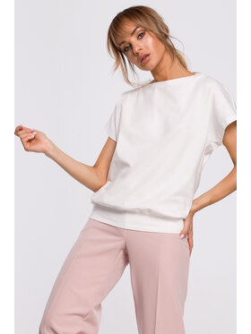 Made of Emotion Made of Emotion Bluzka M498 Biały Basic Fit