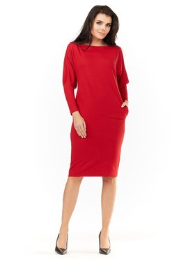 Awama Awama Vestito di maglia A206 Rosso Basic Fit