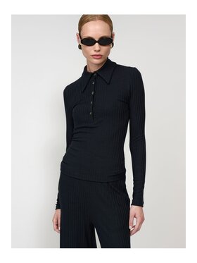 La Mania La Mania Bluzka LESLEE Czarny Basic Fit