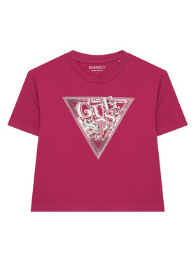 Guess Guess Tričko J6GI24 K6YW4 Tmavo ružová Relaxed Fit