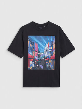 4F 4F T-Shirt CITY LINES Μαύρο Oversize