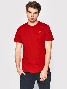 4F 4F T-Shirt H4L22-TSM352 Czerwony Regular Fit