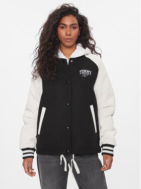 Tommy Jeans Tommy Jeans Bomberjacke Cord Mix Letterman DW0DW16592 Schwarz Regular Fit
