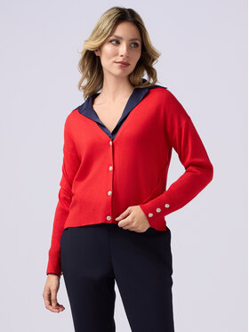 Oltre Oltre Kardigan M075J004801N016 Czerwony Regular Fit