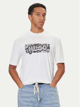 HUGO HUGO Tricou Nedirix 50549162 Alb Regular Fit