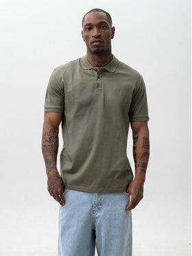 Jigga Wear Jigga Wear Polo Klasyczna z koroną Oliwkowa 131167 Zielony Regular Fit