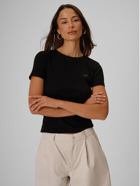4F 4F T-Shirt BASIC+ Czarny Slim Fit