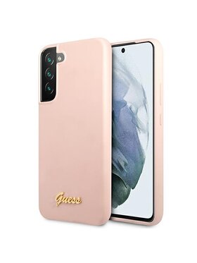 Guess Guess Etui na telefon Silicone Script Metal Różowy
