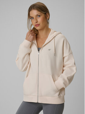 4F 4F Bluza basic Kremowy Loose Fit
