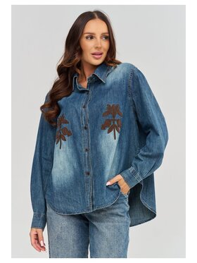 Makadamia Makadamia Koszula C94 Niebieski Loose Fit