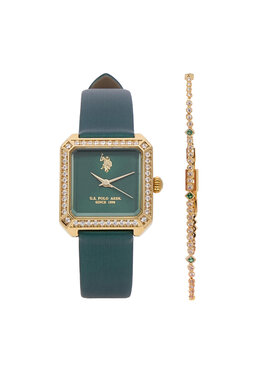 U.S. Polo Assn. U.S. Polo Assn. Комплект часовник и гривна USP6450TW Тъмнозелен
