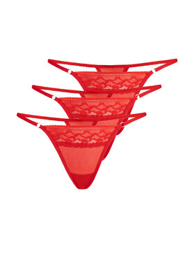 Teyli Teyli Komplet 3 par stringów 647 Czerwony
