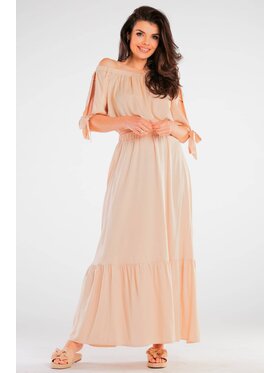 Awama Awama Bluzka A430 Beżowy Basic Fit
