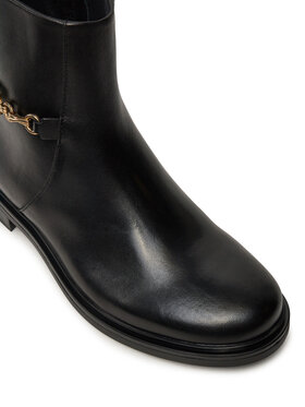 Tommy Hilfiger Škornji Th Chain Leather Low Bootie FW0FW08251 Črna