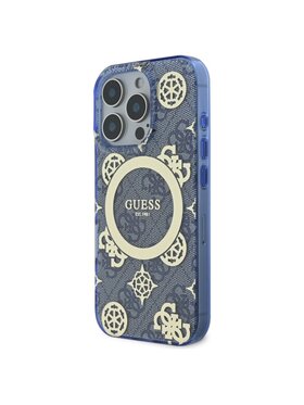 Guess Guess Etui na telefon IML Peony On 4G Background Niebieski