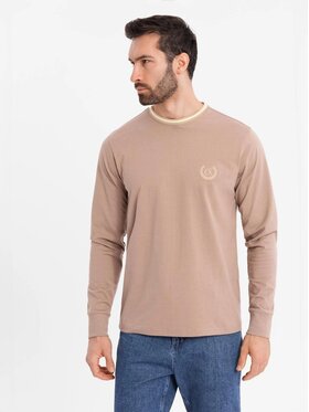 Ombre Ombre Longsleeve OM-LSCL-0128 Brązowy Regular Fit