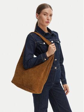 Calvin Klein Calvin Klein Geantă Slouchy Suede Leather Medium Bag LV04F3597G Maro