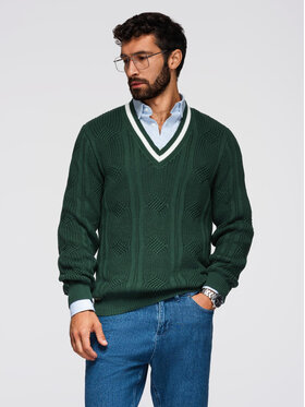 Ombre Ombre Sweter OM-SWSW-0151 Zielony Regular Fit