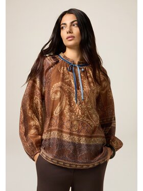 Oltre Oltre Bluzka 2033J000798N0Z2 Brązowy Regular Fit