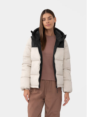 4F 4F Pūkinė striukė 4FAW23TDJAF230 Smėlio Regular Fit