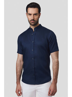 Lancerto Lancerto Koszula Koszula Granatowa Bawełniana z Krótkim Rękawem Lovis KO073125000016 Granatowy Slim Fit