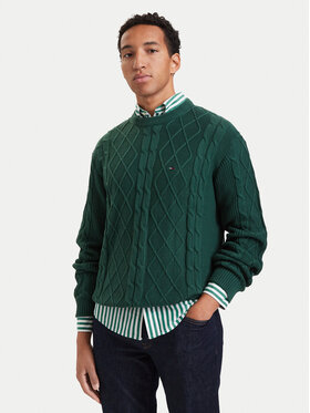 Tommy Jeans Tommy Jeans Пуловер Flag DM0DM23405 Тъмнозелен Regular Fit