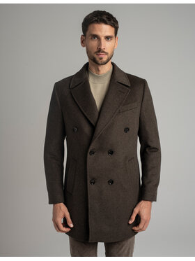 Borgio Borgio Płaszcz wełniany sortino_br2 Brązowy Slim Fit