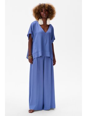 blue shadow blue shadow Spodnie damskie Cygaro Niebieski Regular Fit