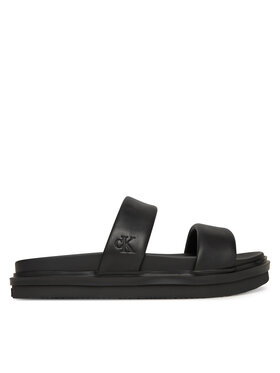 Calvin Klein Jeans Calvin Klein Jeans Şlapi Flat Molded Doublebar Sandal Lth YM0YM01226 Negru