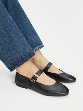 Tommy Hilfiger Tommy Hilfiger Balerinos Buckle Leather Ballerina FW0FW09684 Juoda