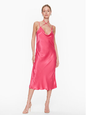 Simple Simple Коктейлна рокля SUD005 Розов Regular Fit