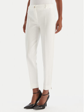 Maryley Maryley Pantaloni din material 25IB52Z/M17/43BC Alb Regular Fit