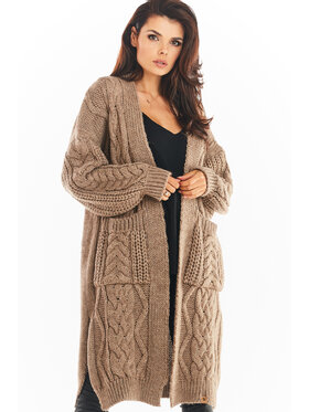 Awama Awama Sweter A393 Beżowy Basic Fit