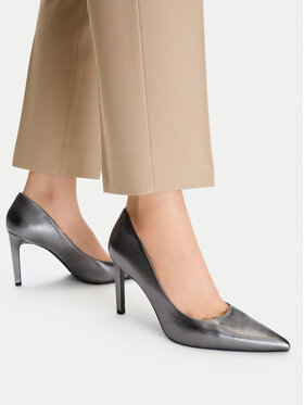 Calvin Klein Calvin Klein Szpilki Ess Stiletto 90 Met Lth HW0HW03436 Szary ciemny