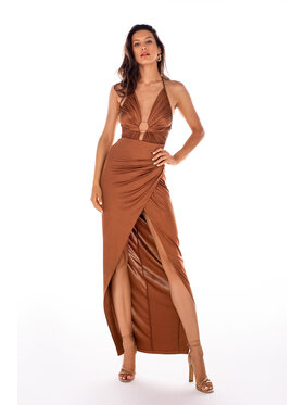 sax35th sax35th Sukienka SELENA Miedziany Slim Fit
