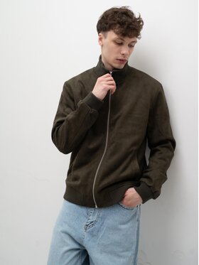 MyStars MyStars Kurtka przejściowa Z Męska Ciemna Oliwkowa Klasyczna na zamek Khaki Regular Fit