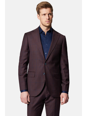 Lancerto Lancerto Garnitur Garnitur Bordowy w Kratę Wełniany Annapolis GA073124000024 Bordowy Slim Fit
