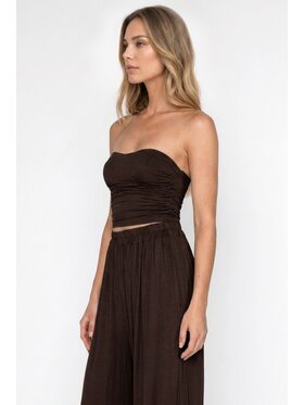 MissDenim MissDenim Top bez ramiączek Groset Brązowy ciemny Regular Fit