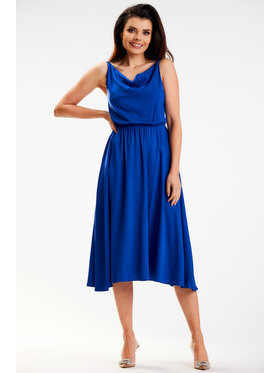 Awama Awama Sukienka letnia A579 Niebieski Basic Fit