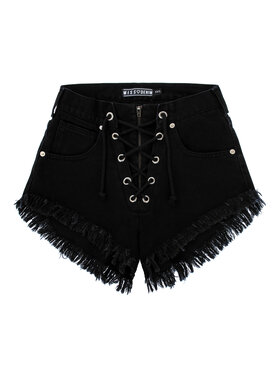 MissDenim MissDenim Szorty jeansowe High Waist Laced Czarny Regular Fit