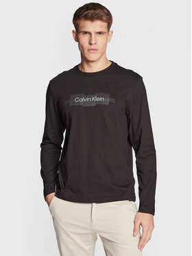 Calvin Klein Calvin Klein Longsleeve Box Striped Logo K10K110800 Czarny Regular Fit