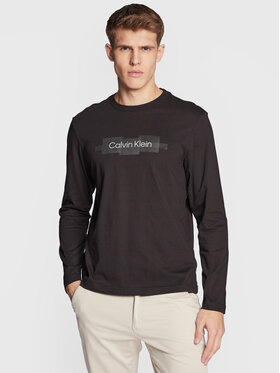 Calvin Klein Calvin Klein S dlouhým rukávem Box Striped Logo K10K110800 Černá Regular Fit