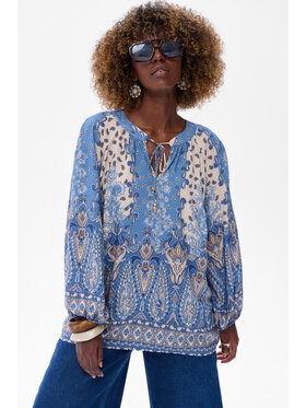 blue shadow blue shadow Bluzka Simona Niebieski Regular Fit