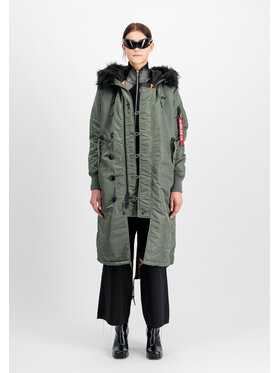 Alpha Industries Alpha Industries Kurtka zimowa Long Fishtail Field Jacket Women Zielony Regular Fit