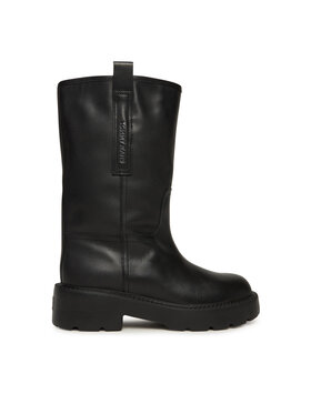 Tommy Jeans Tommy Jeans Боти Tjw Leather Mid Tubular Boot EN0EN02834 Черен